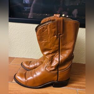 Tony Lama 2054 Cognac Western Cowboy Boots  Tan Brown Vintage Made USA Size: 6